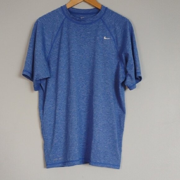 Nike Dri Fit  Blue Short Sleeve Men's T Shirt Top Size L Lightweight Crew Neck - Picture 1 of 5